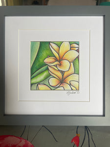 Yellow orchid original artwork (framed print)