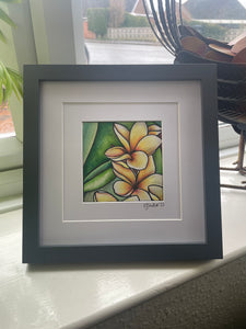 Yellow orchid original artwork (framed print)