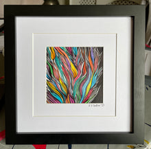 Load image into Gallery viewer, Original artwork Multi coloured Flame doodle print (framed)
