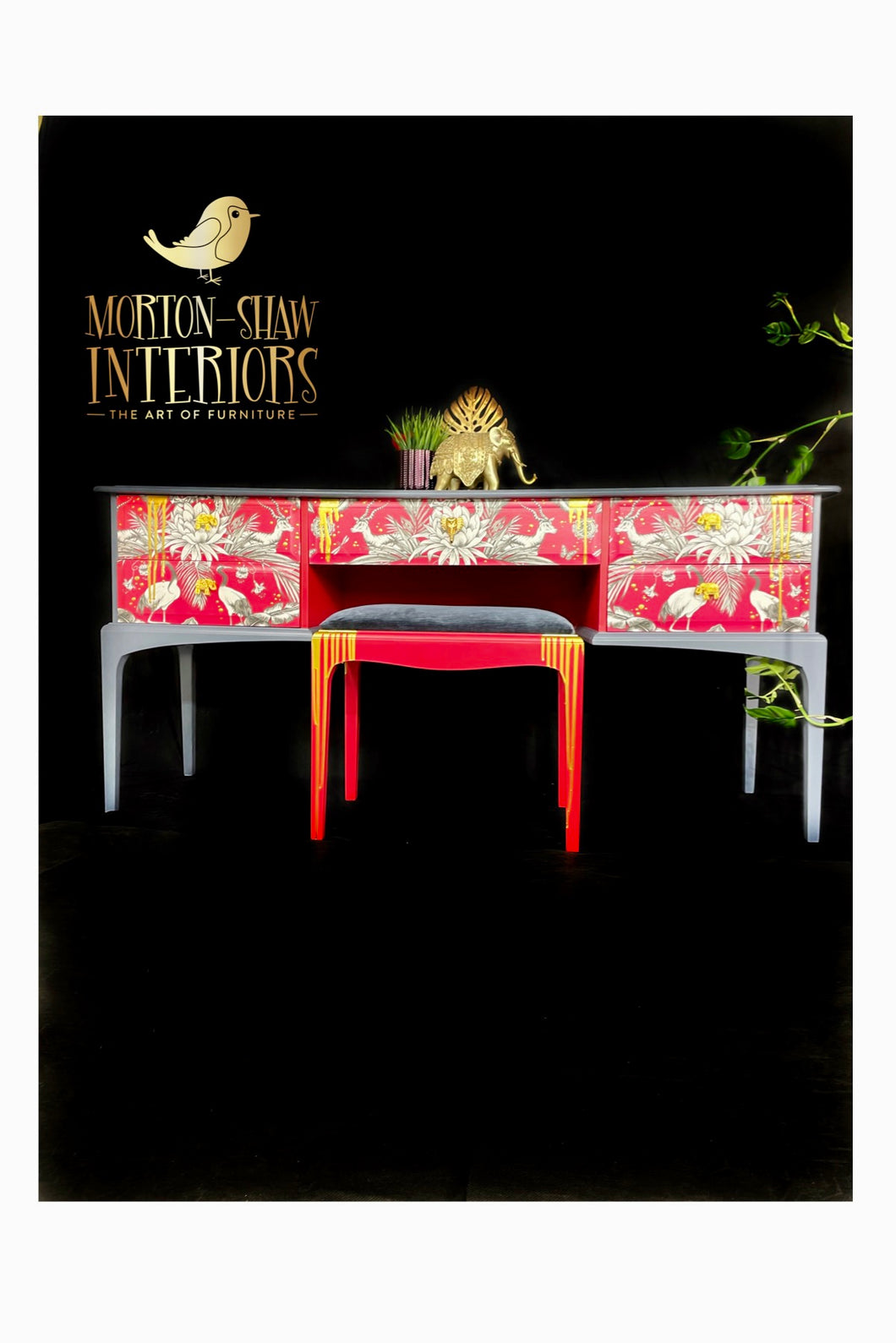 Stag dressing table/ desk and stool