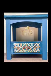 Square coffee table, lamp table, side table, blue occasional table